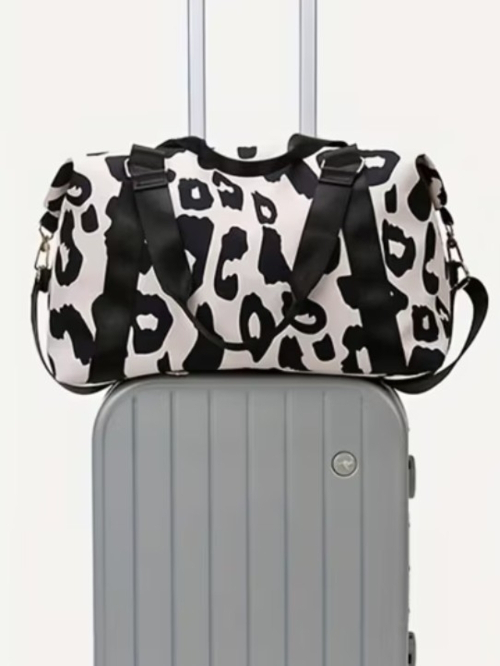Black & White Leopard Print Weekender Bag - Women's Travel Duffle BRAND NEW! - Picture 3 of 3